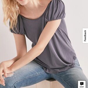 NWT Lucky Brand Puff Sleeve Tee Gray Women's size‎ M